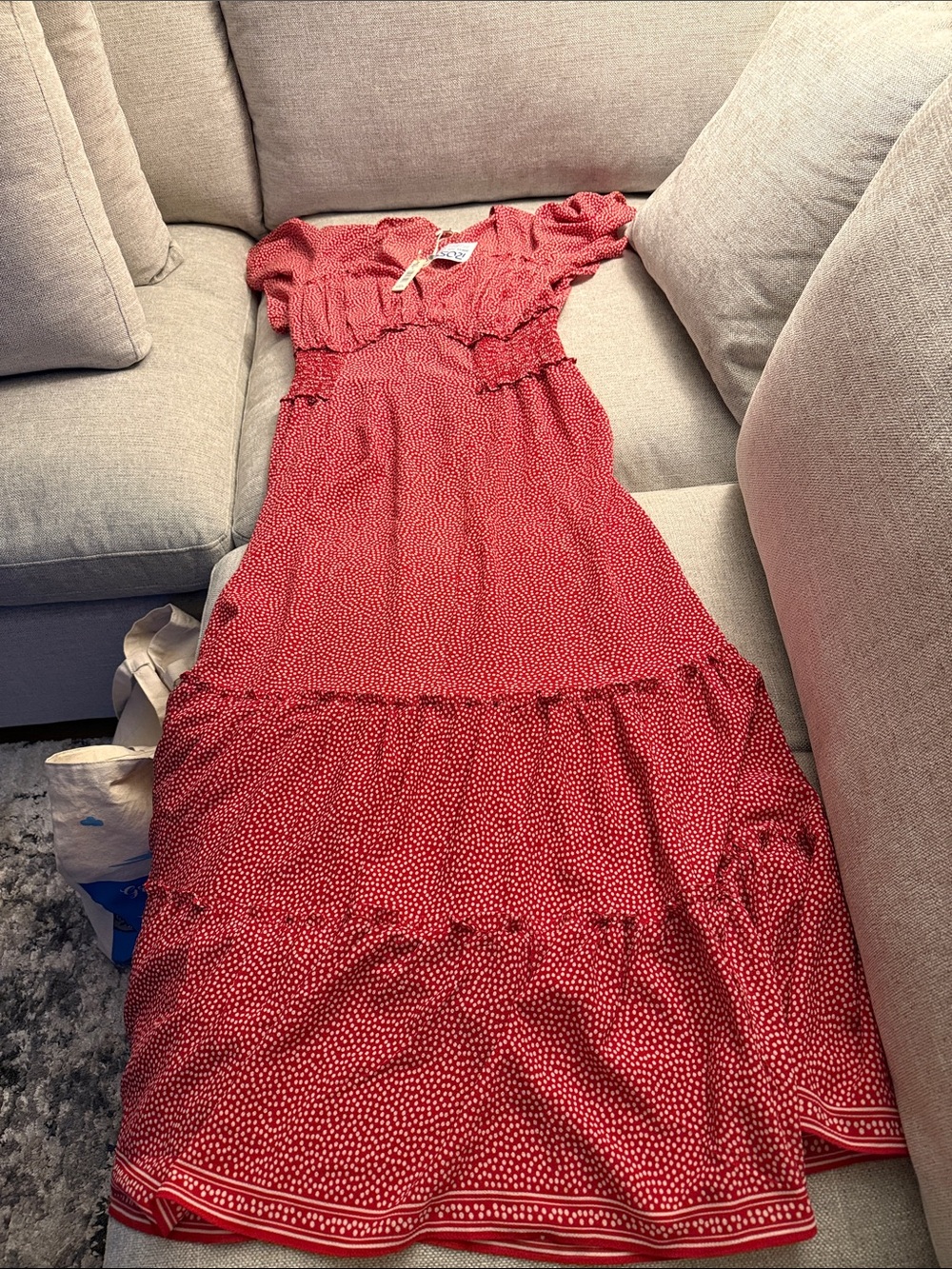 Max Studio Red Polka Dot Maxi Dress